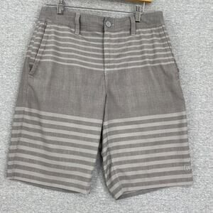 Hang Ten Shorts Mens 30 Grey Stripes Casual Board Shorts Surf Pockets Beach